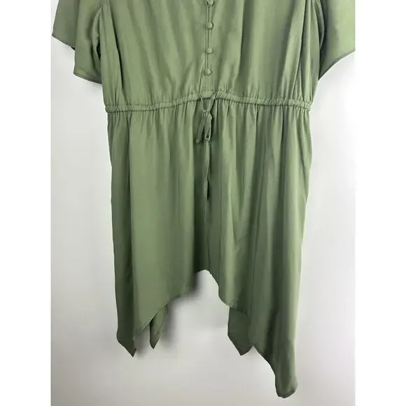 NWT Torrid Babydoll Challis Sharkbite Flutter Sleeve Top Green Plus Size 2 2X - Picture 14 of 16